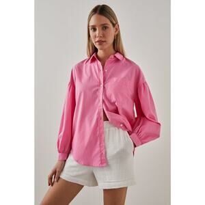 Rails Janae Shirt Hot Pink long sleeve shirt size M